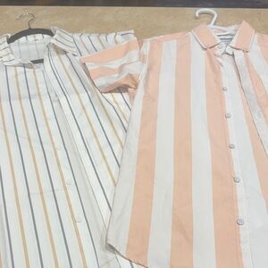2 Striped Button-Up Shirts
